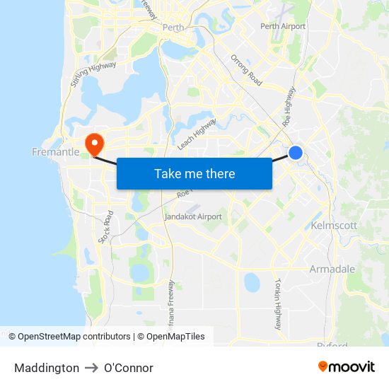 Maddington to O'Connor map