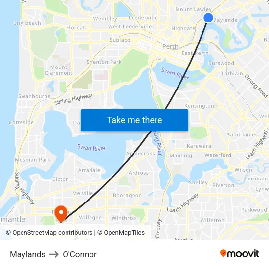 Maylands to O'Connor map