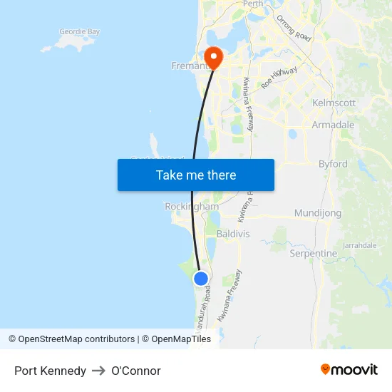 Port Kennedy to O'Connor map