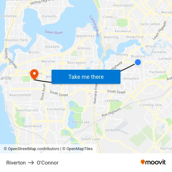 Riverton to O'Connor map