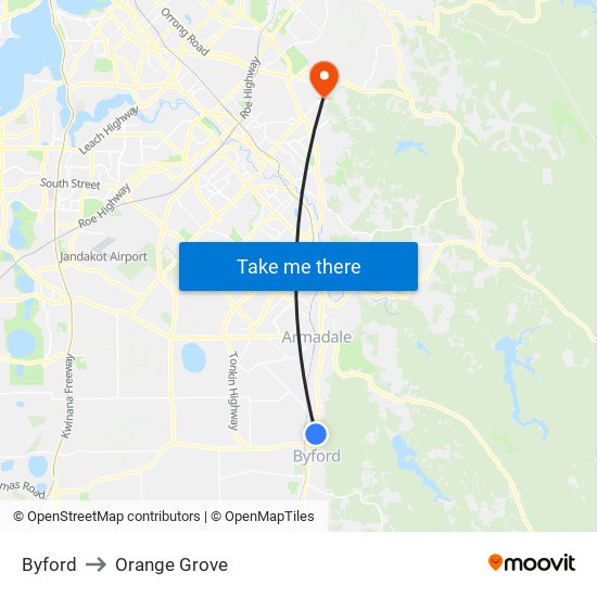 Byford to Orange Grove map