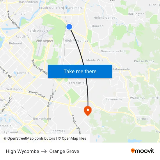 High Wycombe to Orange Grove map