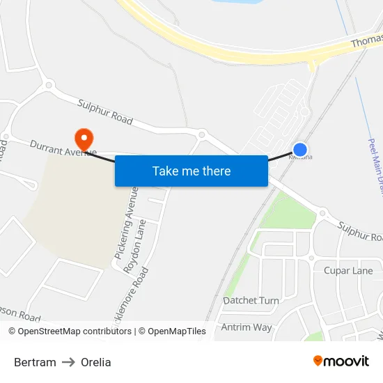 Bertram to Orelia map