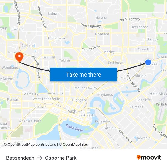 Bassendean to Osborne Park map