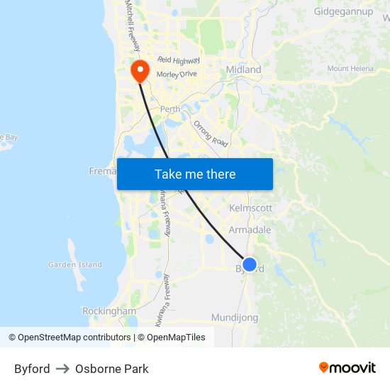 Byford to Osborne Park map