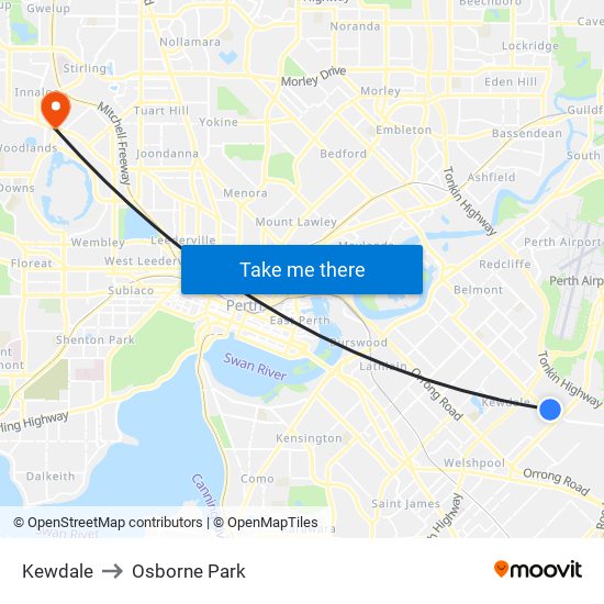 Kewdale to Osborne Park map