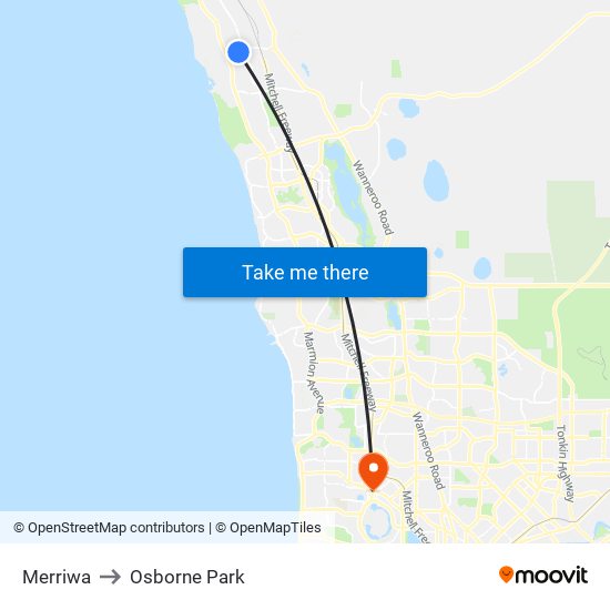 Merriwa to Osborne Park map