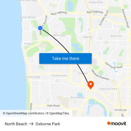 North Beach to Osborne Park map