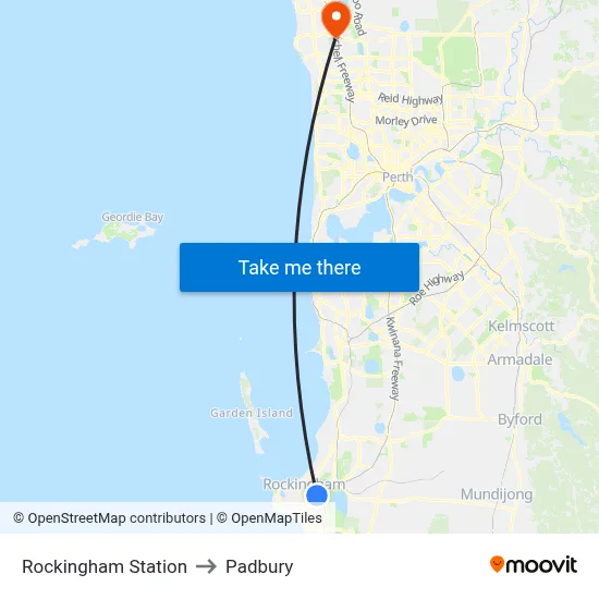 Rockingham Station to Padbury map