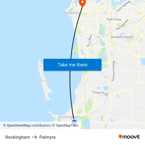 Rockingham to Palmyra map