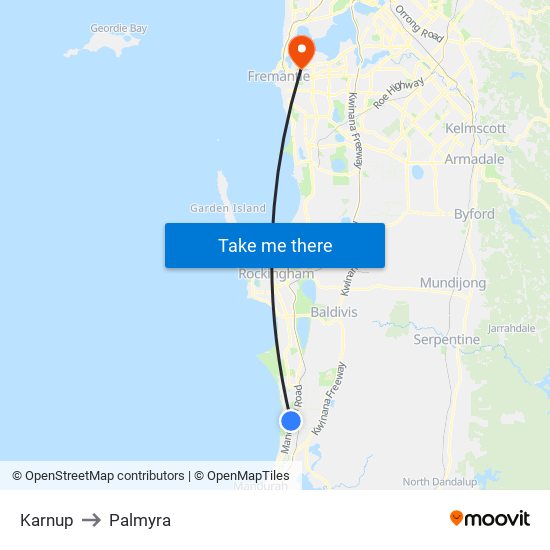 Karnup to Palmyra map