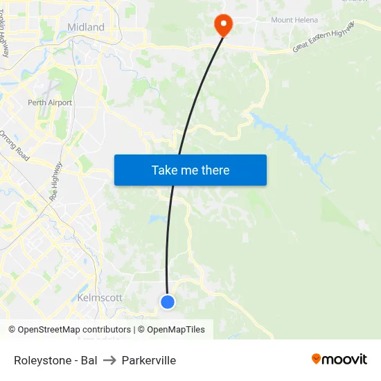 Roleystone - Bal to Parkerville map