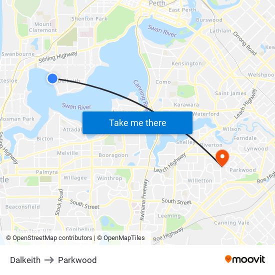 Dalkeith to Parkwood map