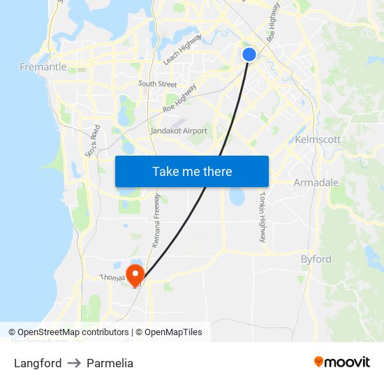 Langford to Parmelia map