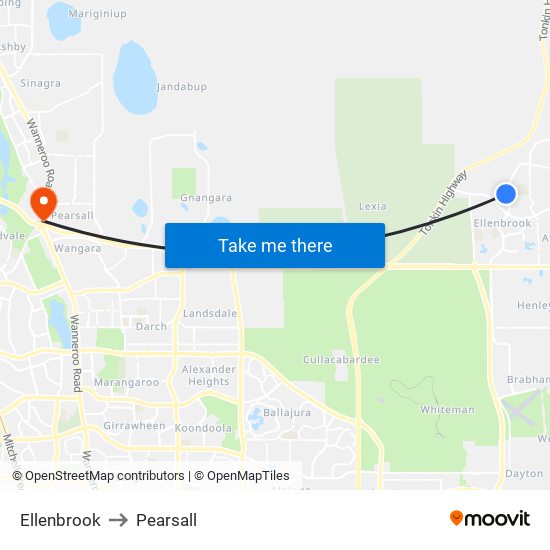 Ellenbrook to Pearsall map