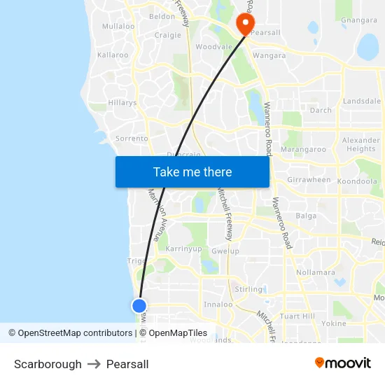 Scarborough to Pearsall map