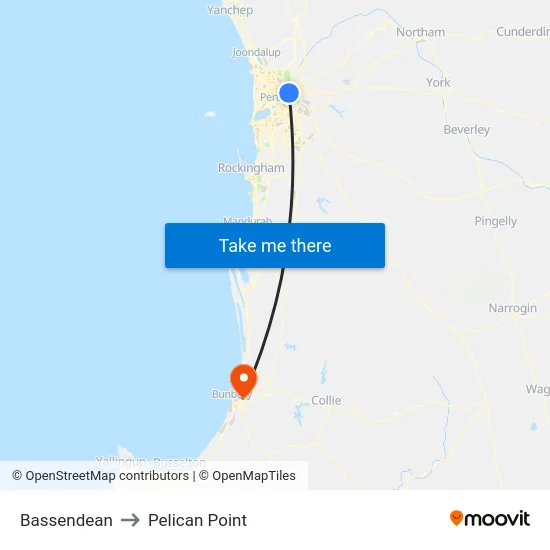 Bassendean to Pelican Point map