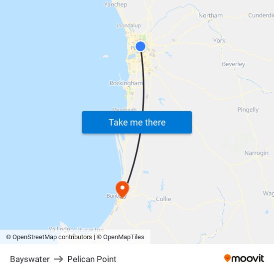 Bayswater to Pelican Point map