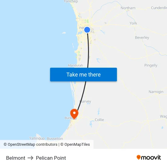 Belmont to Pelican Point map