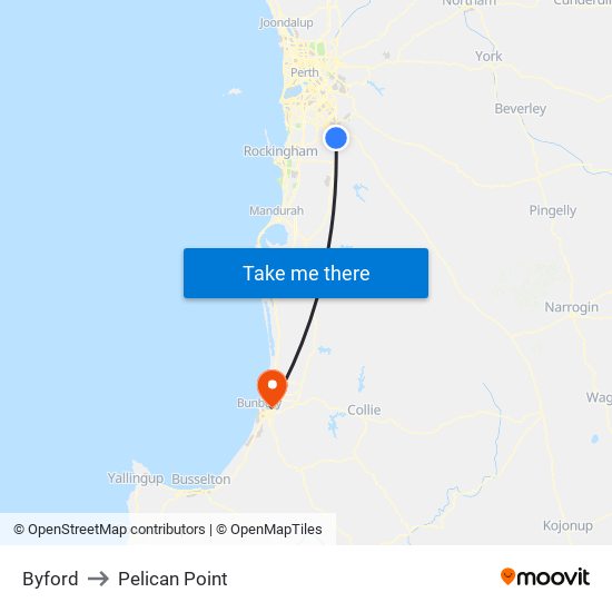 Byford to Pelican Point map