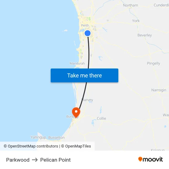 Parkwood to Pelican Point map