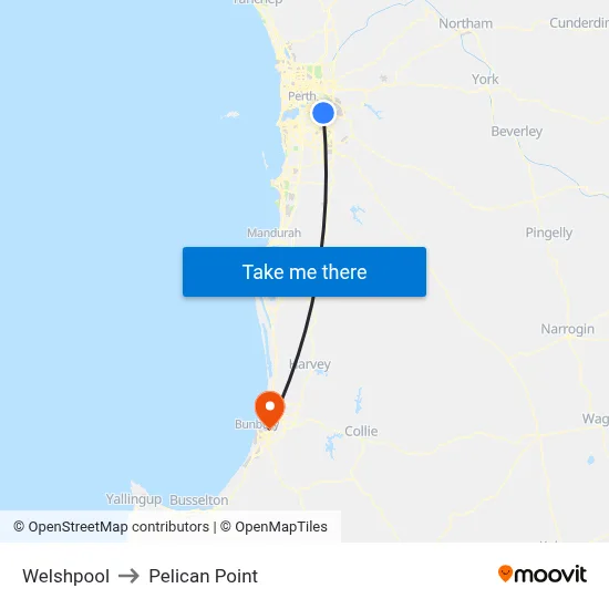 Welshpool to Pelican Point map