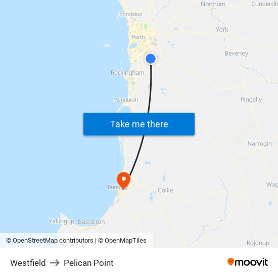 Westfield to Pelican Point map