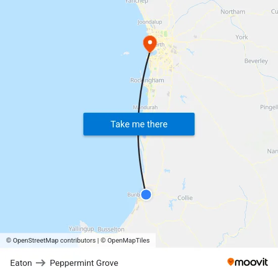 Eaton to Peppermint Grove map