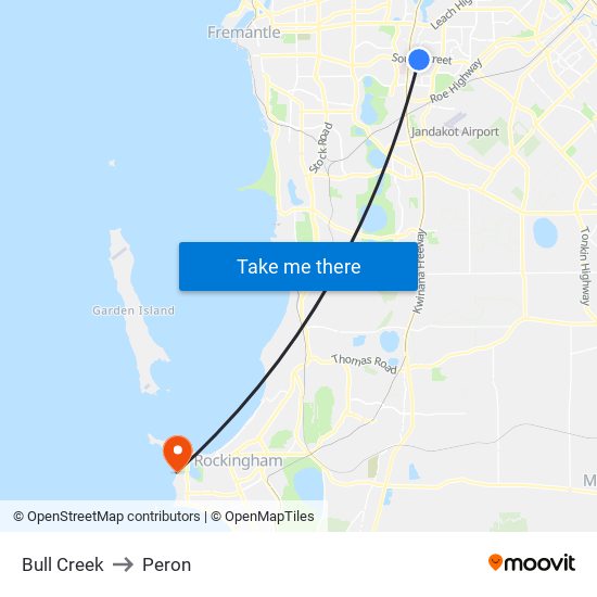 Bull Creek to Peron map