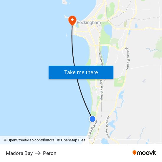 Madora Bay to Peron map