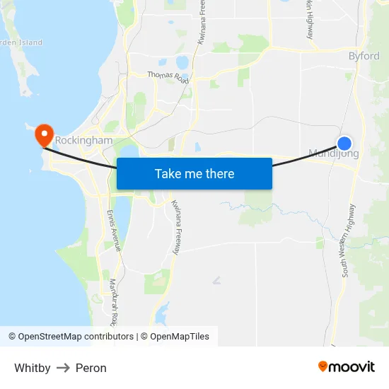 Whitby to Peron map
