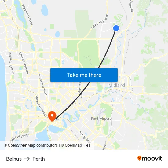 Belhus to Perth map