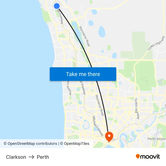 Clarkson to Perth map