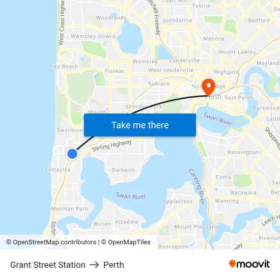 Grant Street Station to Perth map