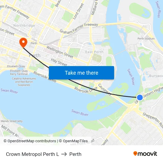 Crown Metropol Perth L to Perth map