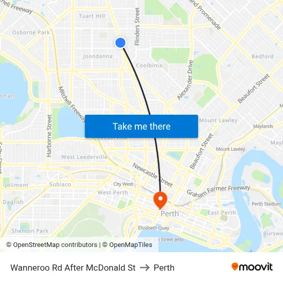 Wanneroo Rd After McDonald St to Perth map