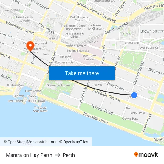 Mantra on Hay Perth to Perth map
