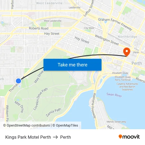 Kings Park Motel Perth to Perth map