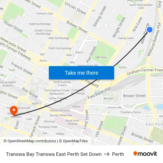 Transwa Bay Transwa East Perth Set Down to Perth map