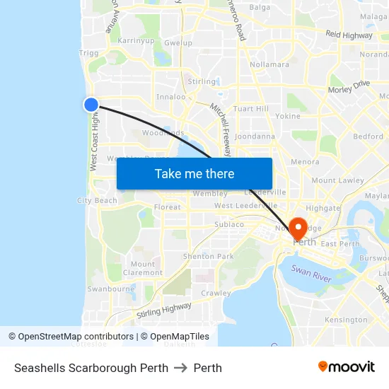 Seashells Scarborough Perth to Perth map