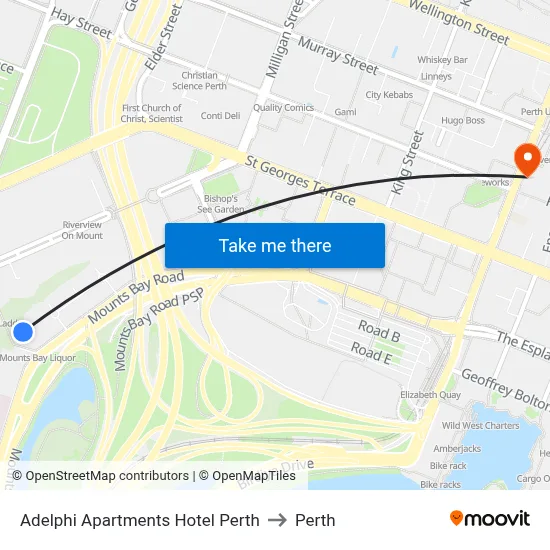 Adelphi Apartments Hotel Perth to Perth map