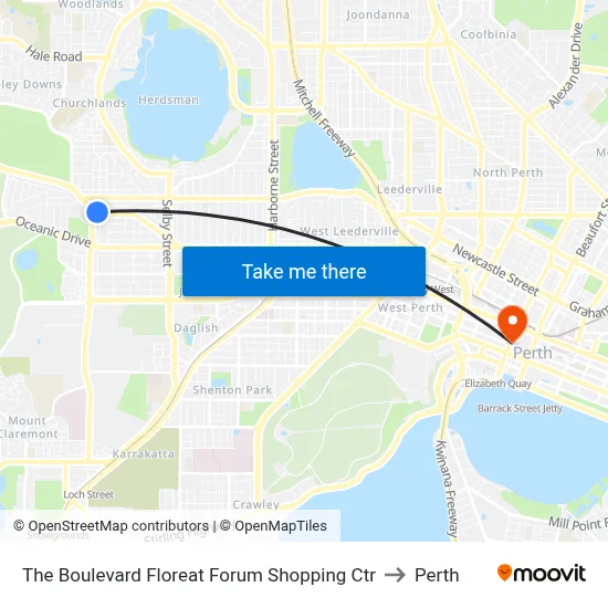 The Boulevard Floreat Forum Shopping Ctr to Perth map