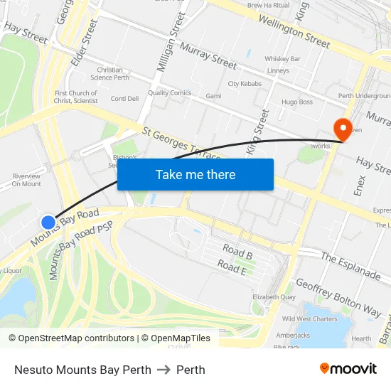 Nesuto Mounts Bay Perth to Perth map