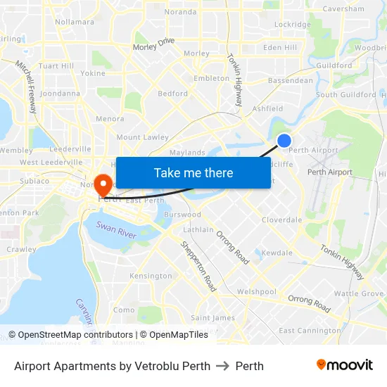 Airport Apartments by Vetroblu Perth to Perth map