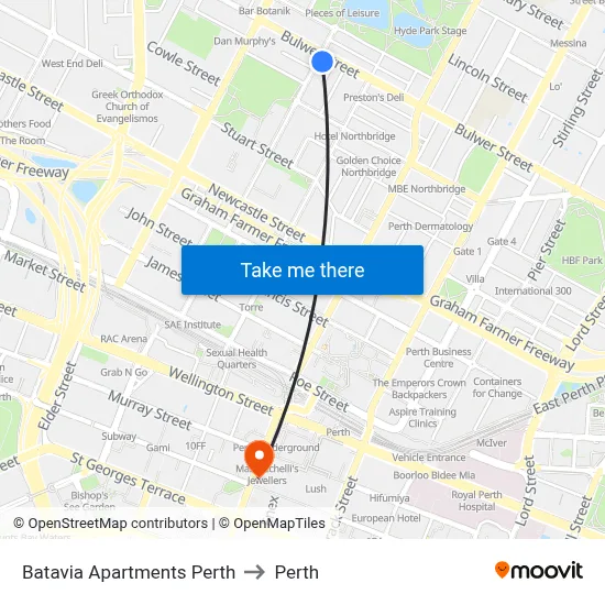 Batavia Apartments Perth to Perth map