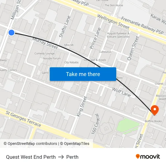 Quest West End Perth to Perth map