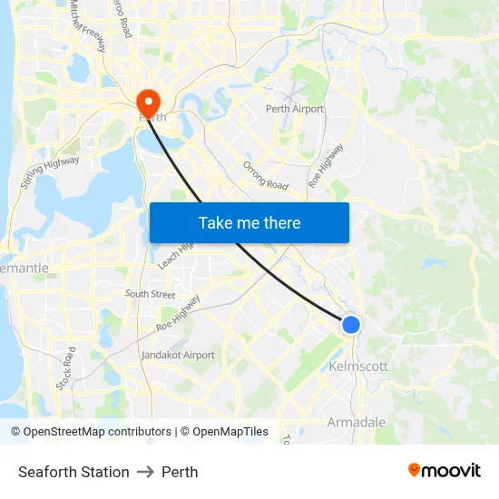 Seaforth Station to Perth map