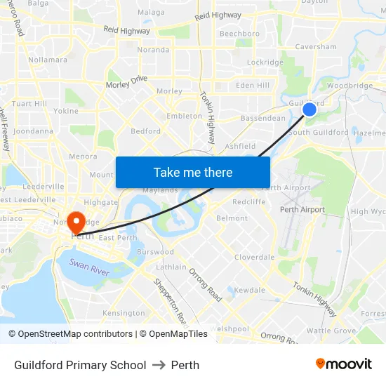 Guildford Primary School to Perth map