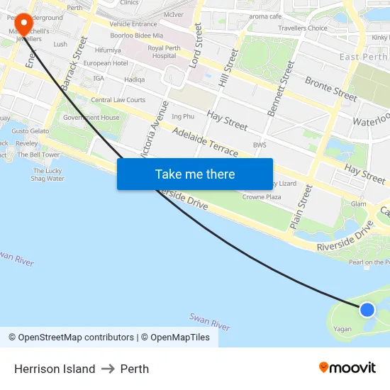 Herrison Island to Perth map