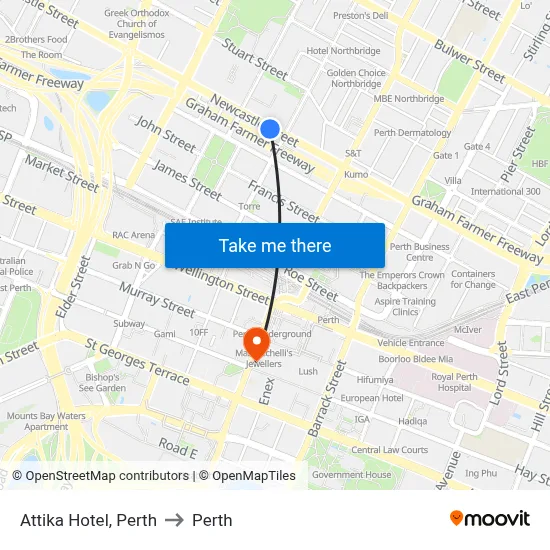 Attika Hotel, Perth to Perth map